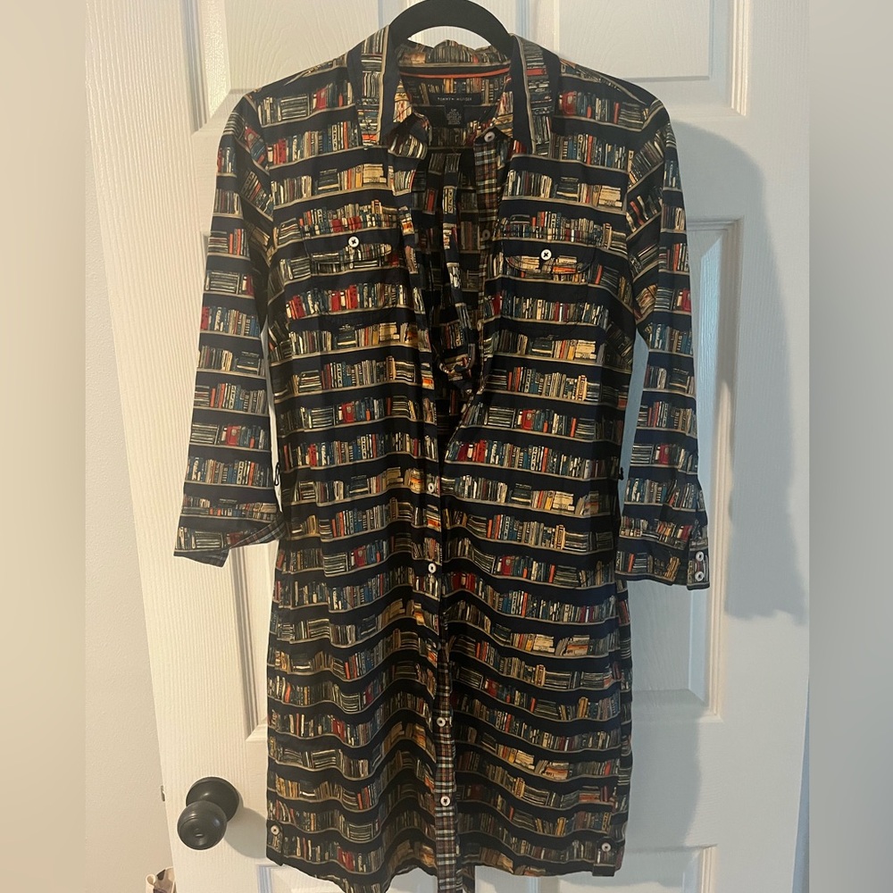 Tommy Hilfiger Multicolor Book Print Shirt Dress Size Small